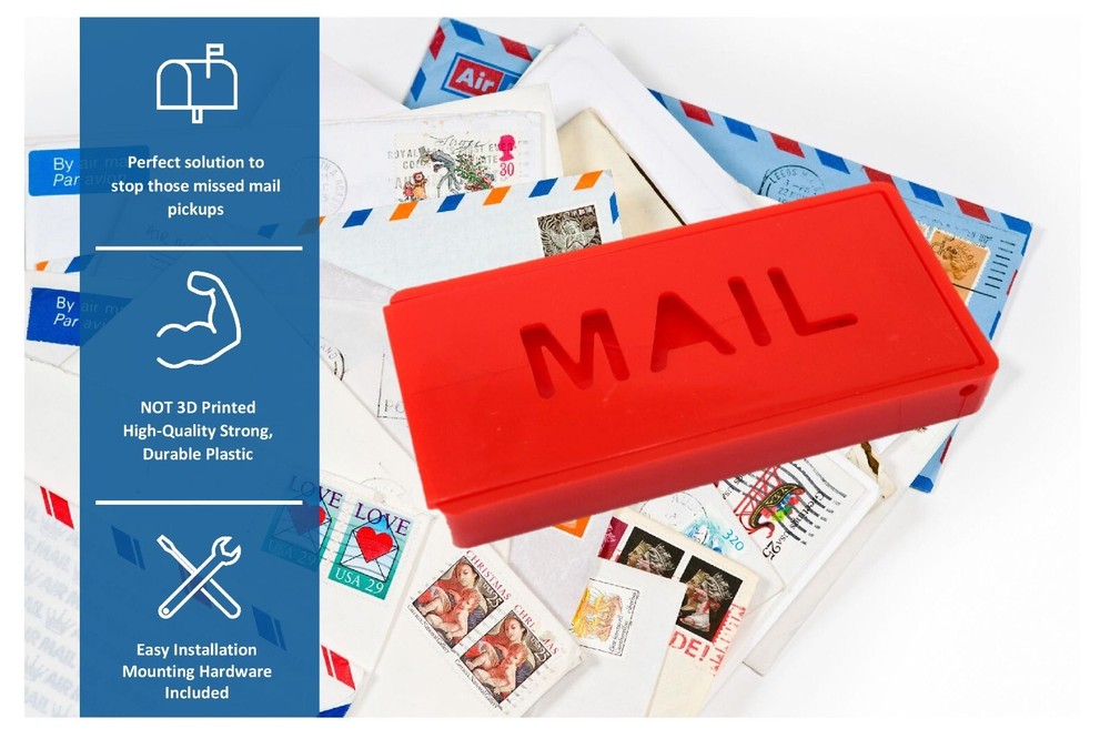 Plastic Front Mount Red Mailbox Flag for Brick, Stone Mailboxes Mail Alert Flag