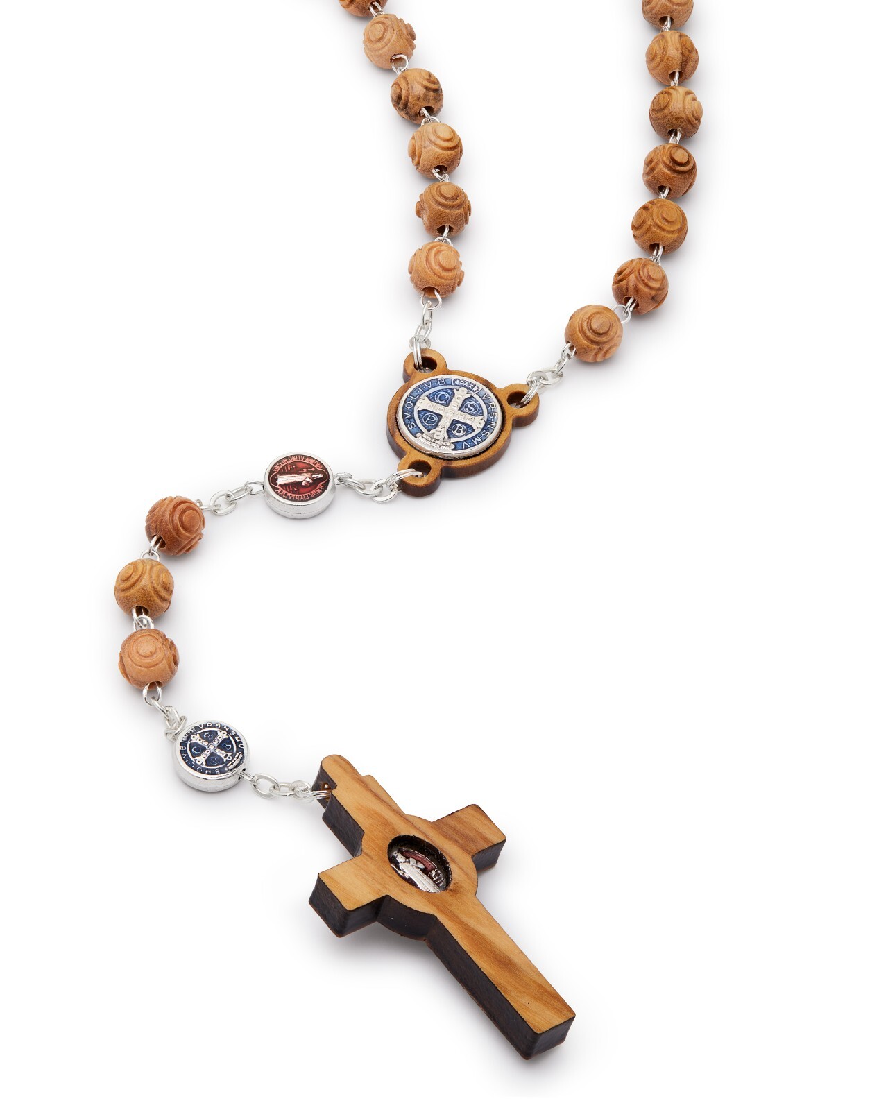 Rosary Beads Catholic Olive Wood Medal St Benedict Cross Blessed By Pope Vatican