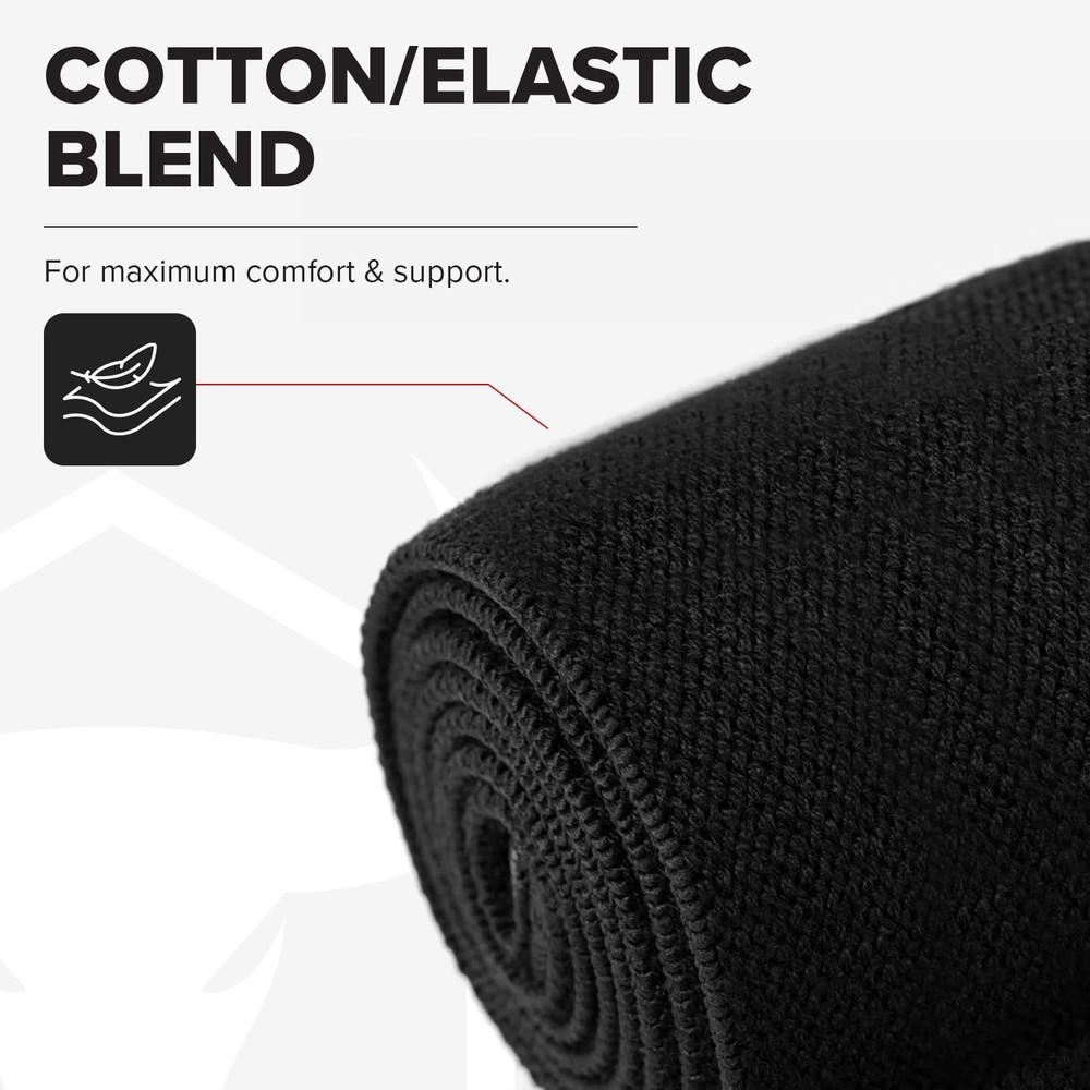 Elbow Wraps for Weightlifting (1 Pair) - 50" Elastic One Size, Black