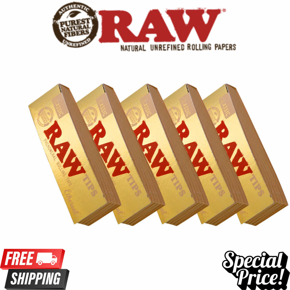 RAW Ethereal Rolling Tips – 5 Pack Ultra Thin Natural Tips