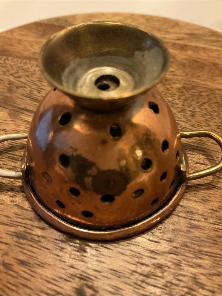 Vintage Miniature Hammered Copper Strainer Colander