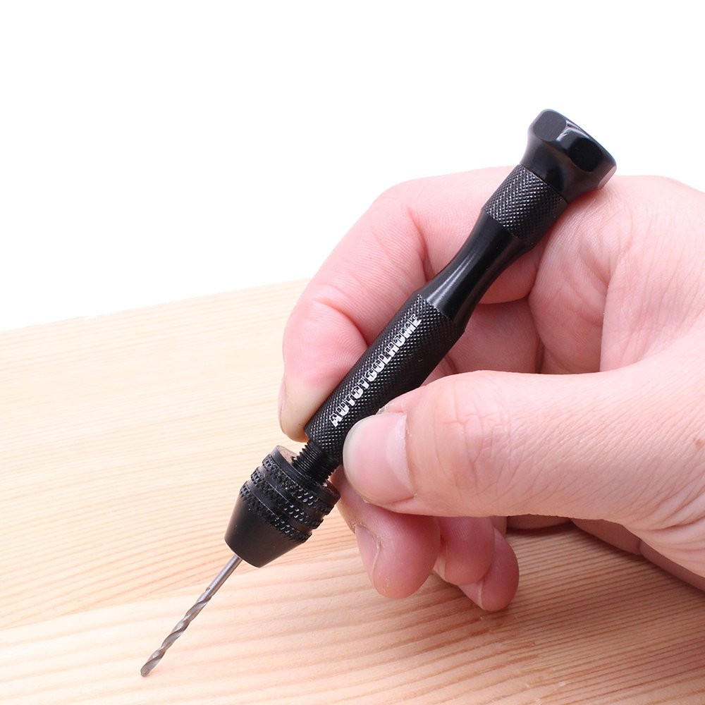 Precision Pin Vise Hand Drill with 25pcs Micro Twist Bits Set Black