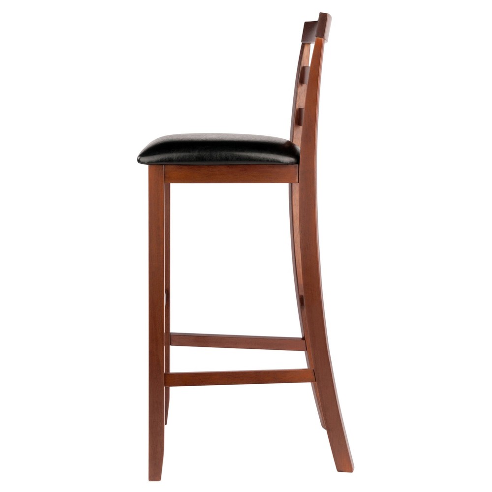 Winsome Simone 2-Pc Cushion Ladder-back Bar Stool Set, Black and Walnut