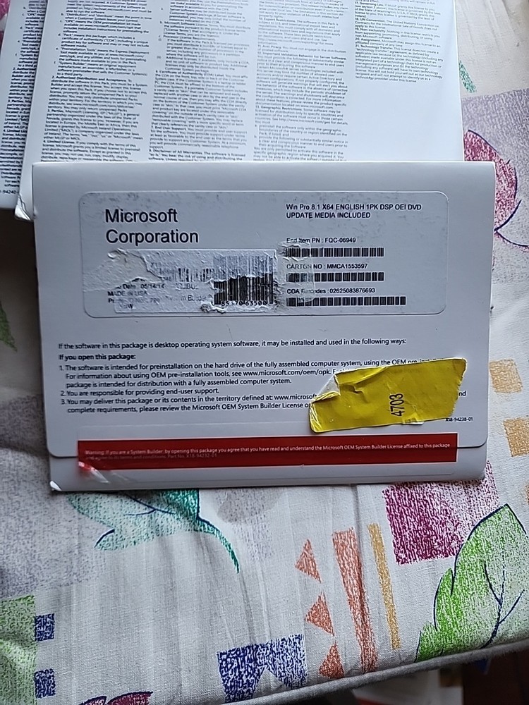 Microsoft Windows Pro 8.1 64 Bit Update Media Included