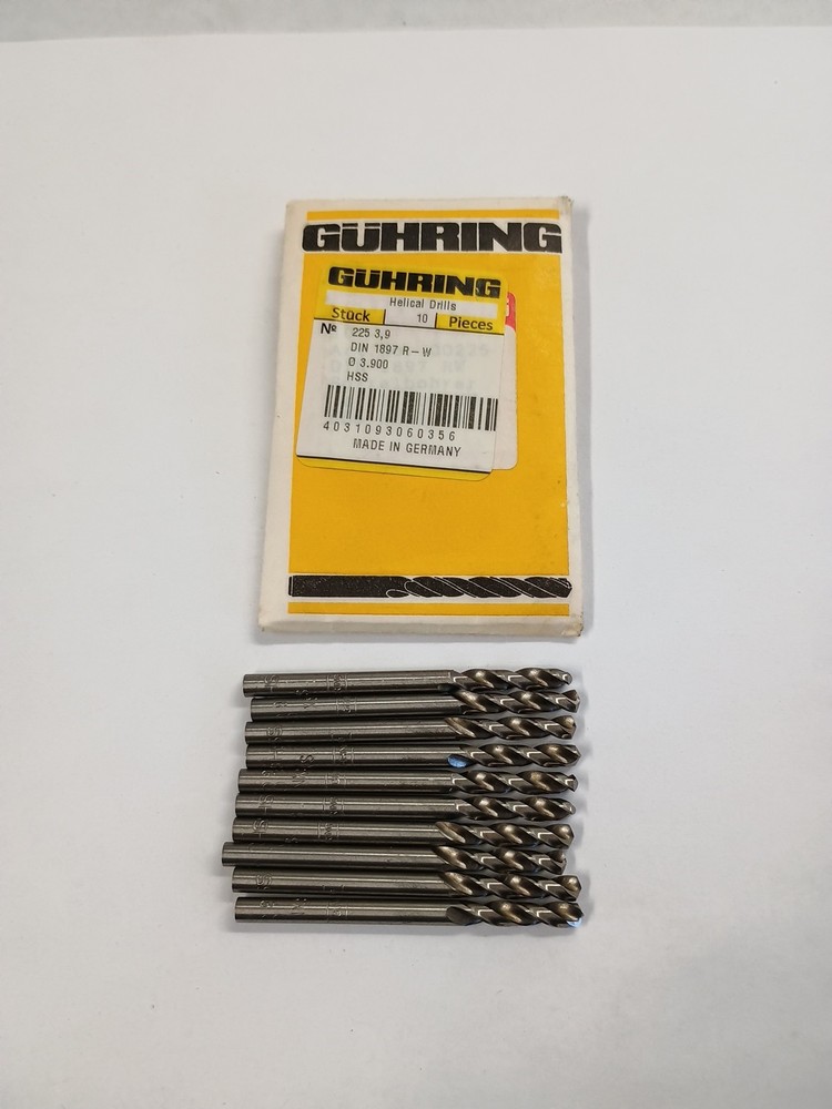 Drill Bits GUHRING 3.9mm HSS Helical  # 225 3,9     10 pc pack