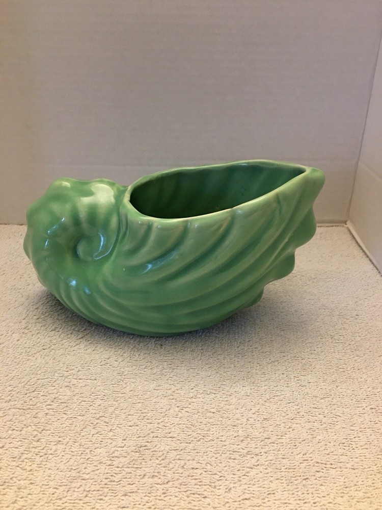 Vintage Planter Shell Shape Green Unmarked