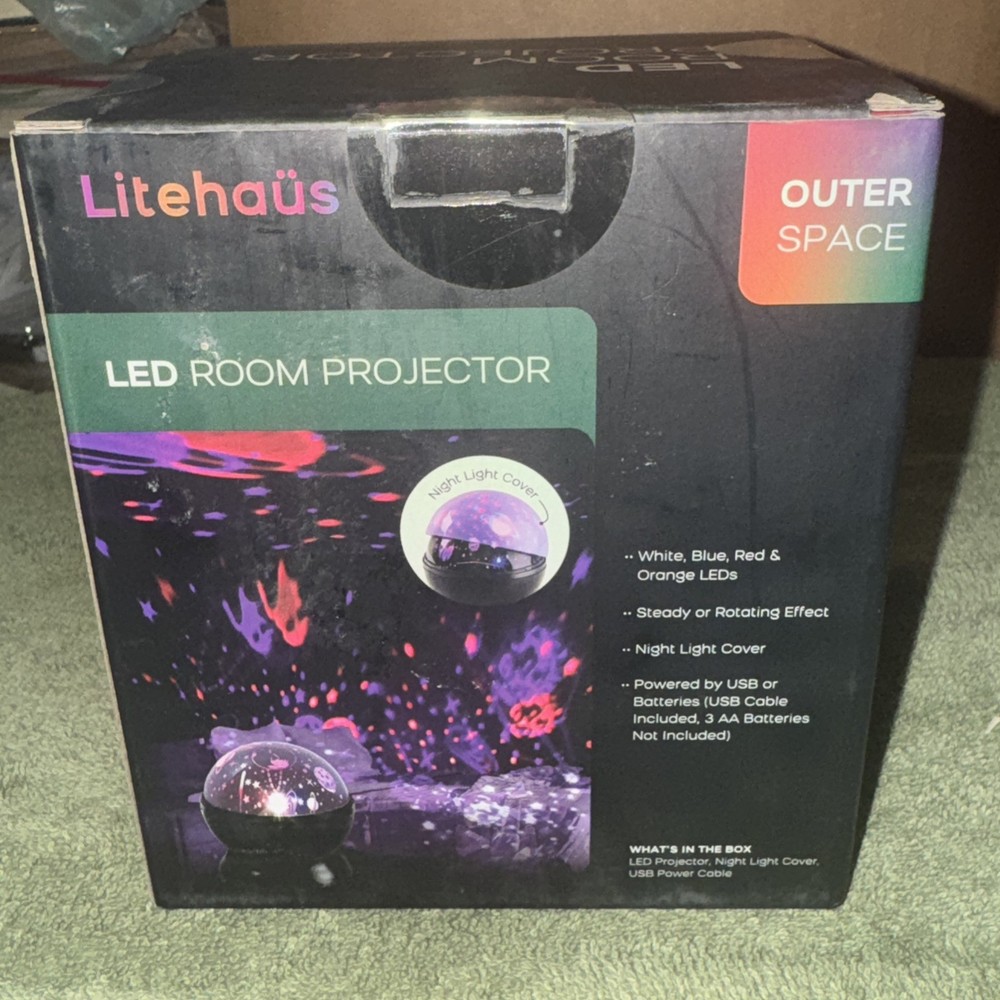 Litehaus LED Outer Space Star Projector Night Light New In Box