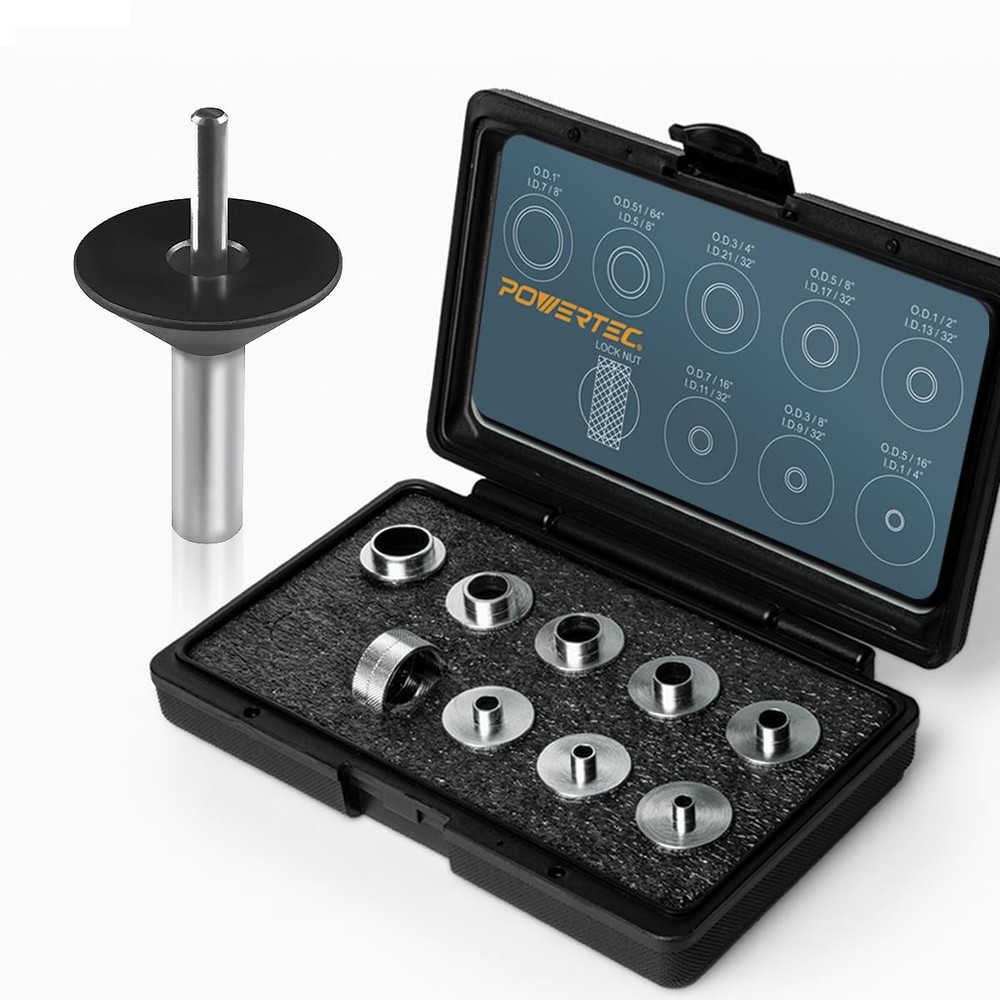 POWERTEC 72092 Solid Router Template Bushing Guides and Centering Pin