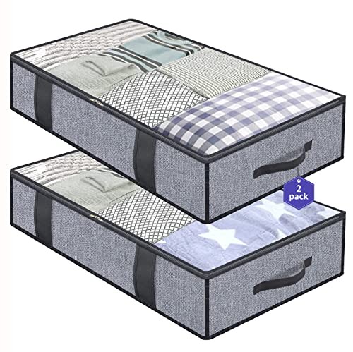 Foldable Underbed Bags 2 Pack - Basic Soft Side Wall - Linen Like Grey