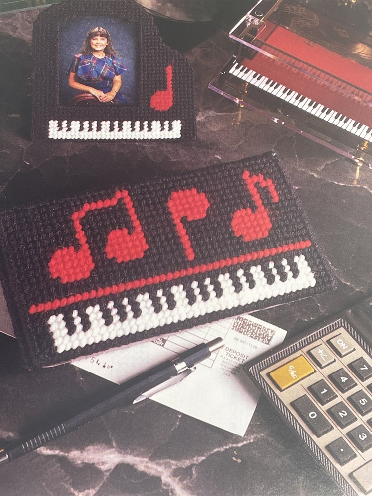 Piano Set Photo Frame Checkbook Cover Annie's Plastic Canvas Pattern