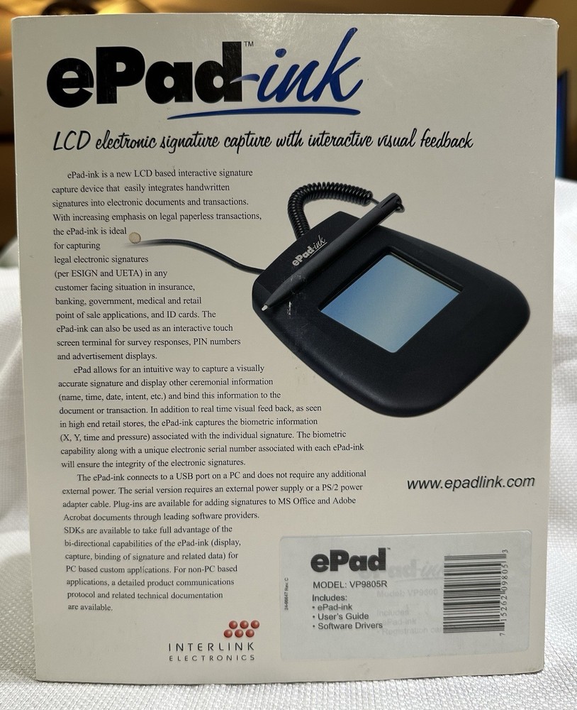 Epad Ink LCD Electronic Signature Capture NEW