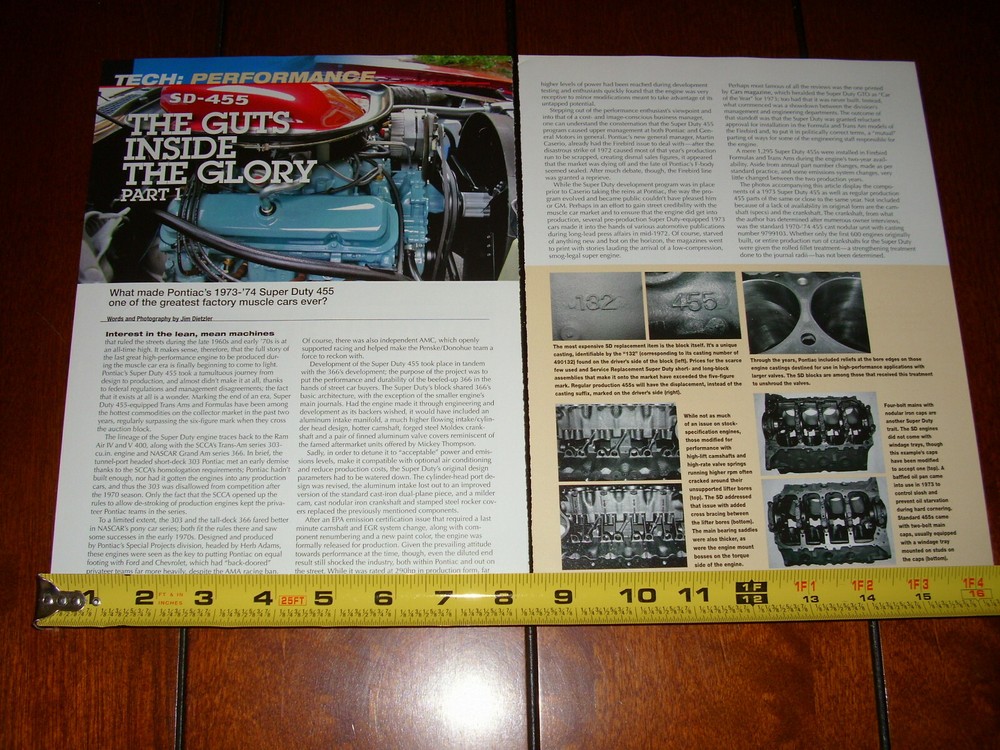 1973 1974 PONTIAC TRANS AM SD 455 ENGINE ORIGINAL 2008 ARTICLE