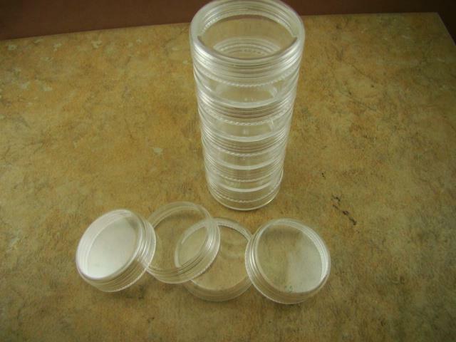 5 Stackable Round Plastic Storage Containers-Gold-Fishing Flies-Beads-Minerals