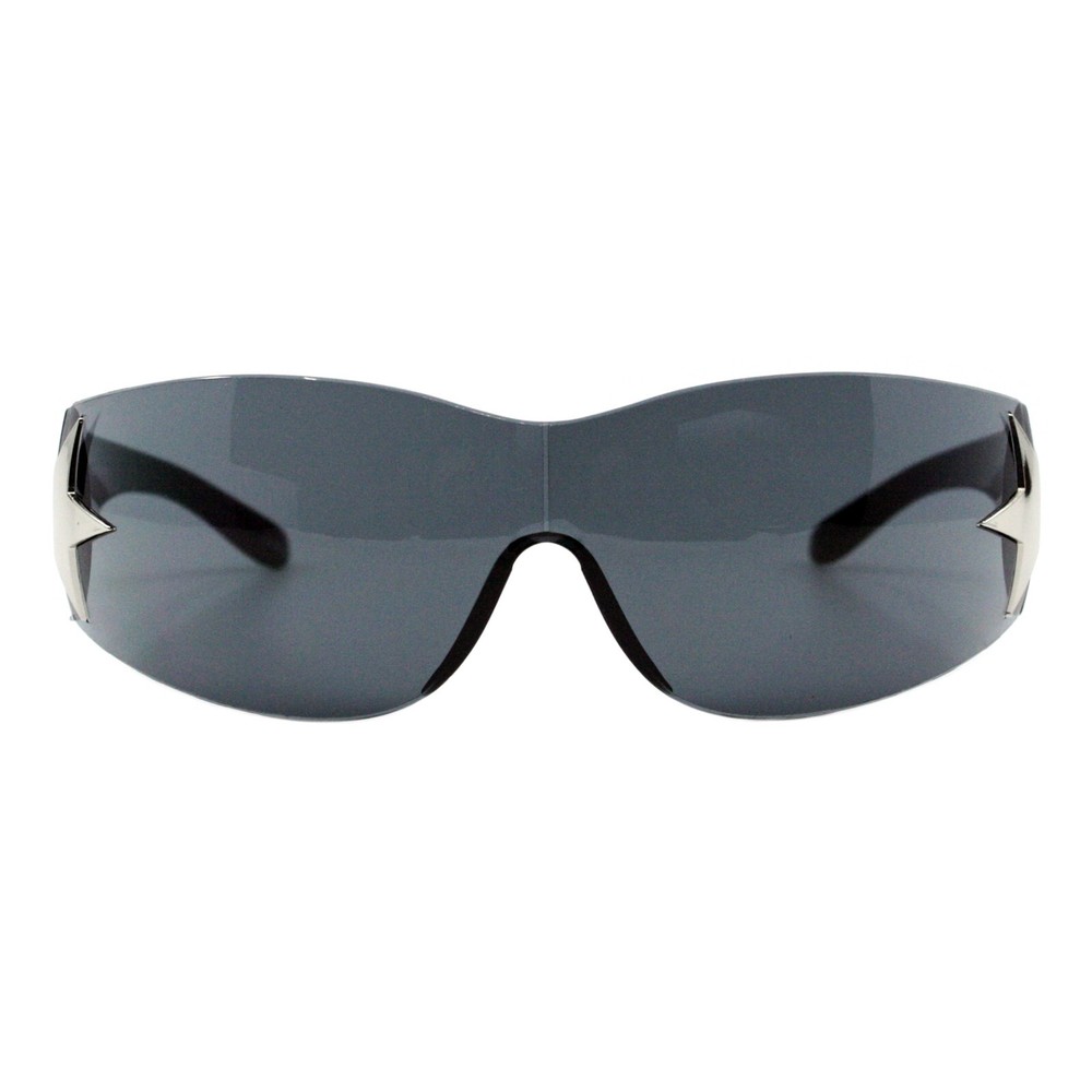 Women's Sunglasses Rimless Rectangular Shield Wrap Around Star Hinge UV 400