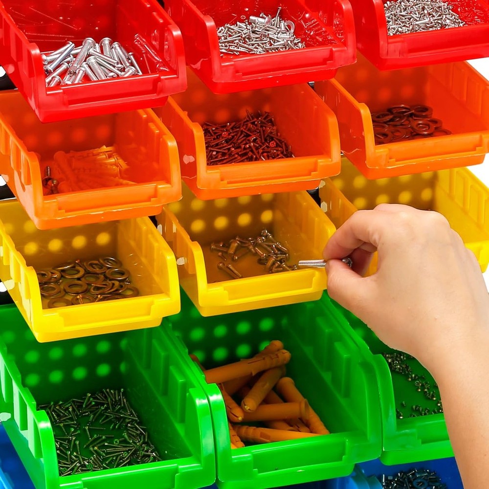 30-Bin Wall Mounted Storage Bins Kit, Tool Organizer Rack, Garage Hardware Or...