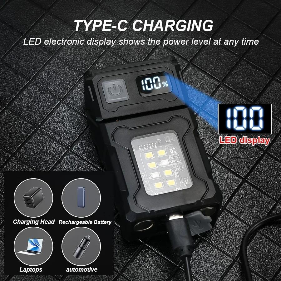 Mini USB Rechargeable LED Flashlight Portable Tail Magnet Flashlight Super Brigh