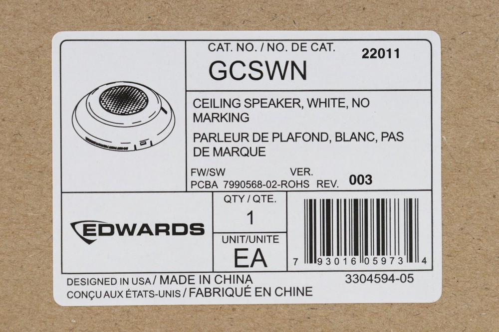 EDWARDS GCSWN WHITE CEILING SPEAKER, NO MARKING