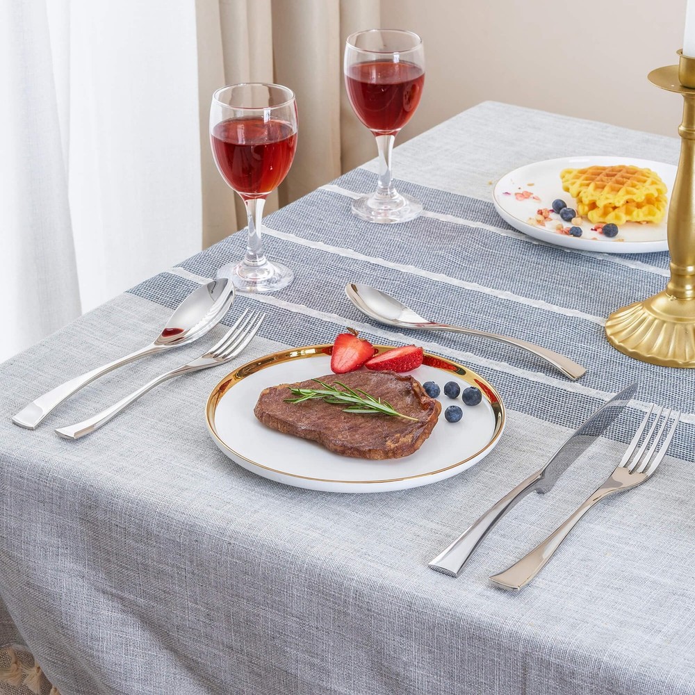 20 Pieces Silverware Set Service for 4,Modern 18/10 Stainless Steel Flatware ...