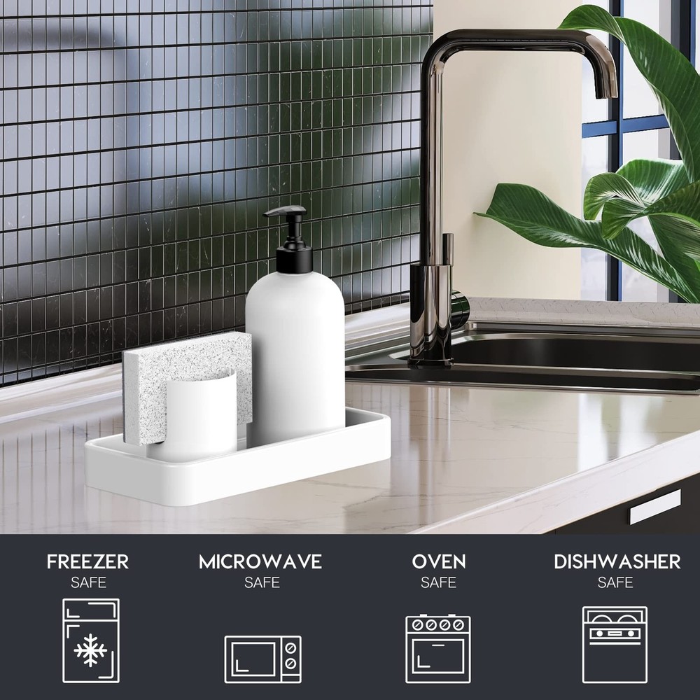 Gurygo 8" - Small Rectangular Vanity Tray for Bathroom - Ceramic Kitchen Soap...