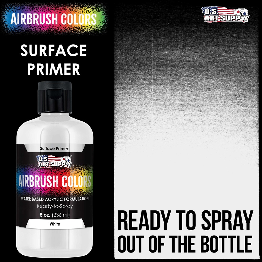 8oz White Surface Primer Airbrush Paint, Ready-To-Spray Water-Based Poly-Acrylic
