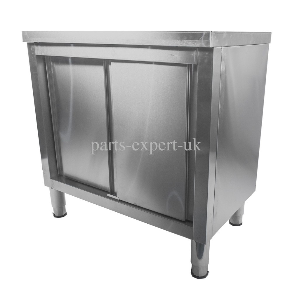 Commercial Heavy Duty Prep Workbench w/Sliding Doors Kitchen Work Table Cabinet