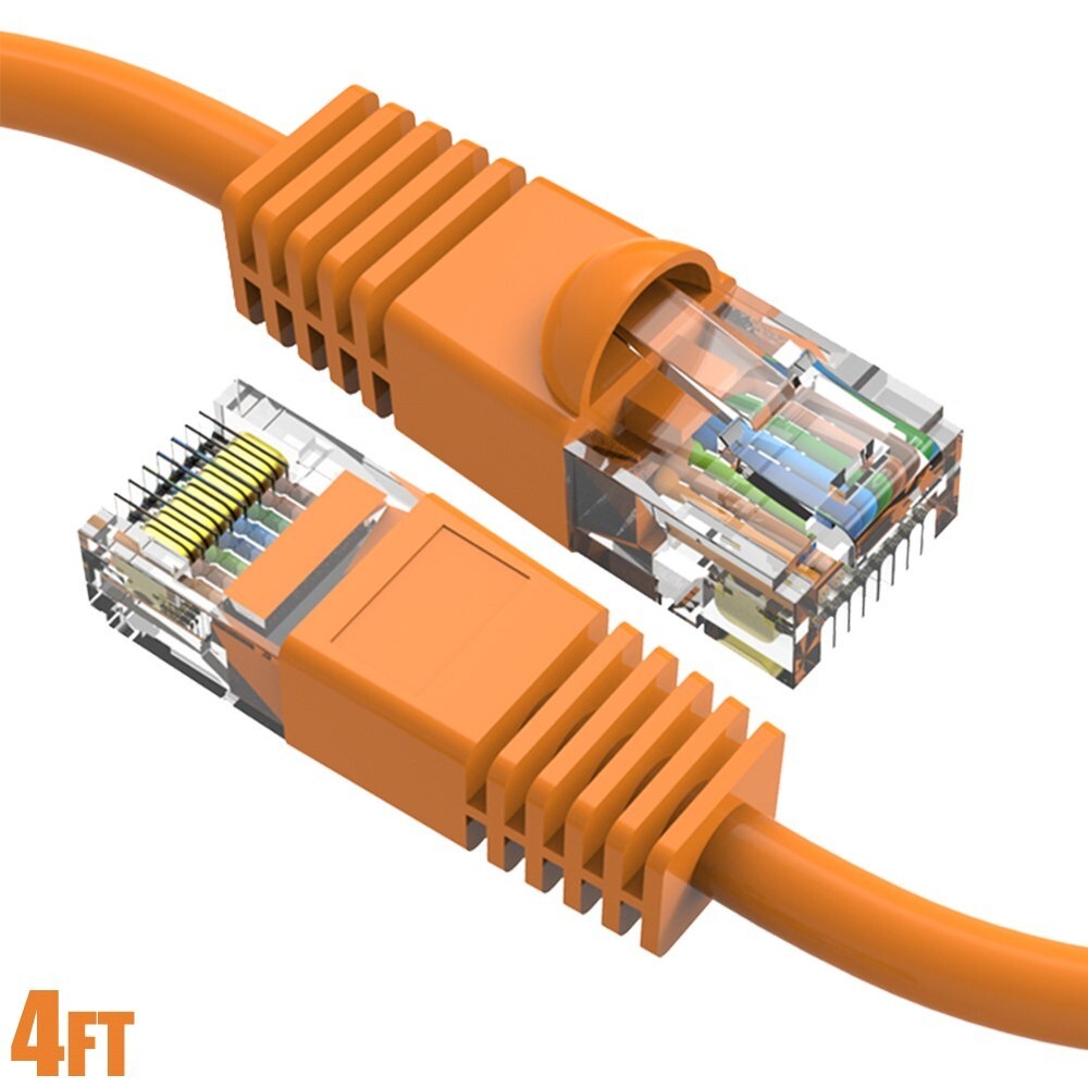4FT Cat6 RJ45 Ethernet LAN Network UTP Snagless Patch Cable Pure Copper Orange