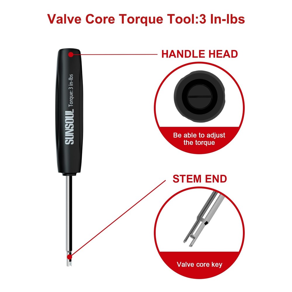 SUNSOUL 102PCS Tire Valve Core Kit, Include Torque Tool and 4-Way...