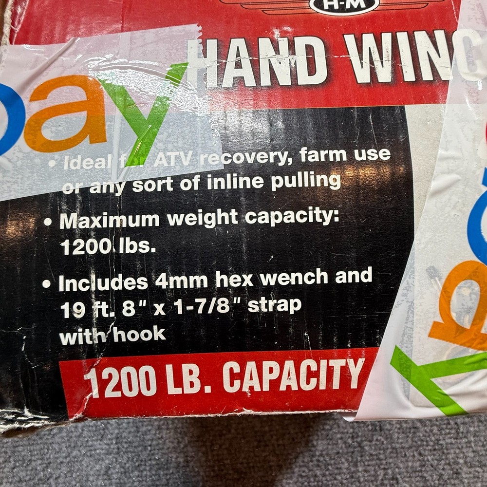 No Handle - Haul-Master 1200 lb. Capacity 19.8 ft. Strap Hand Winch