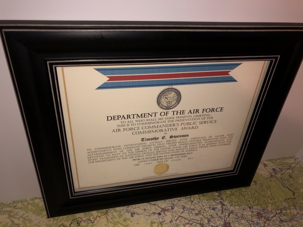 USAF COMMANDER'S PUBLIC SERVICE COMMEMORATIVE AWARD CERTIFICATE Type-1