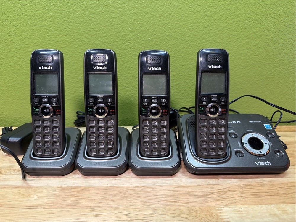 4 Handsets VTech CS6529-4B DECT 6.0 Cordless Phone Answering System & Caller ID