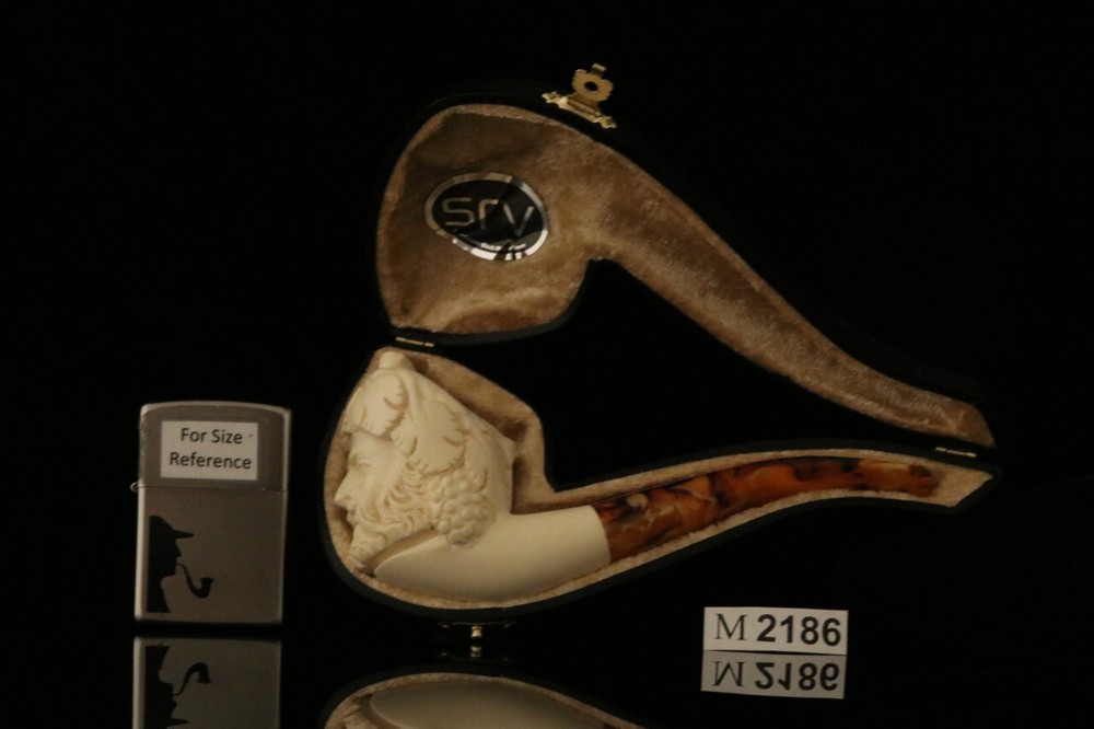 srv - Bacchus Block Meerschaum Pipe with fitted case M2186