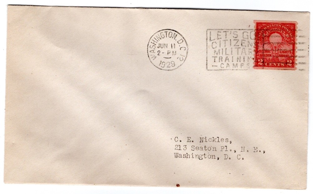 #656 Coil Edison Electric Light 1929 FDC - C.E. Nickles