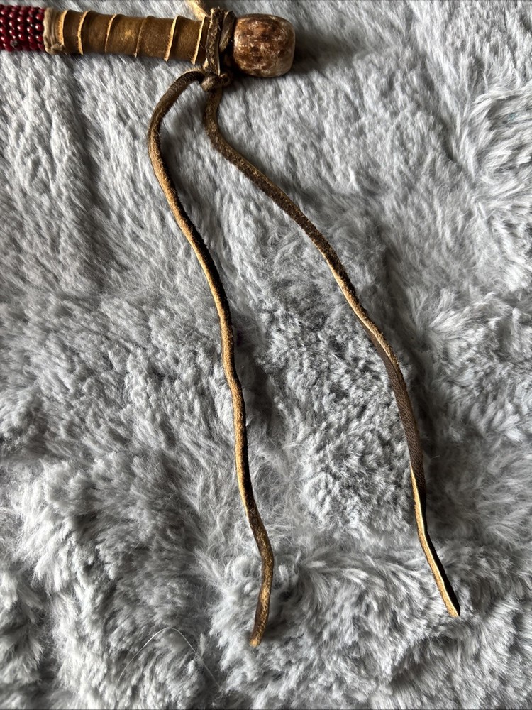 Native American Beaded Antler Peace Pipe EUC