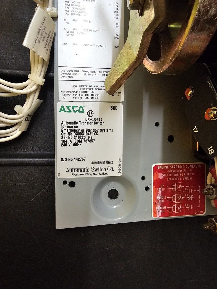 asco series 300 automatic transfer switch (240V) 104A