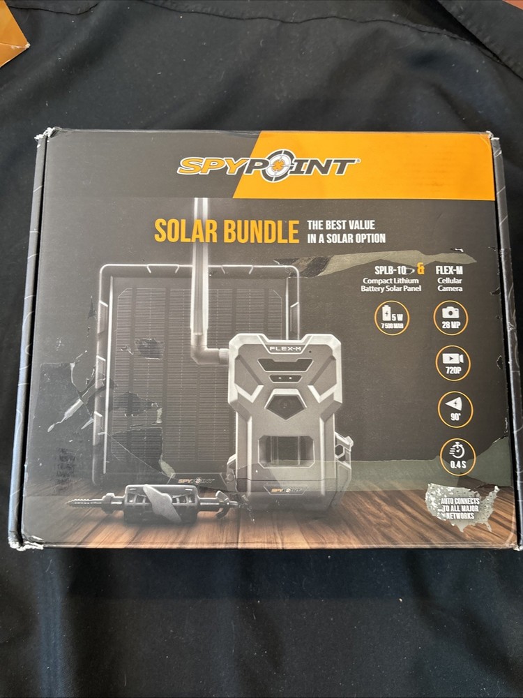 SPYPOINT Flex-M Cellular Trial Camera Solar Bundle (FLEX-M-SOLAR-BUNDLE Open Box