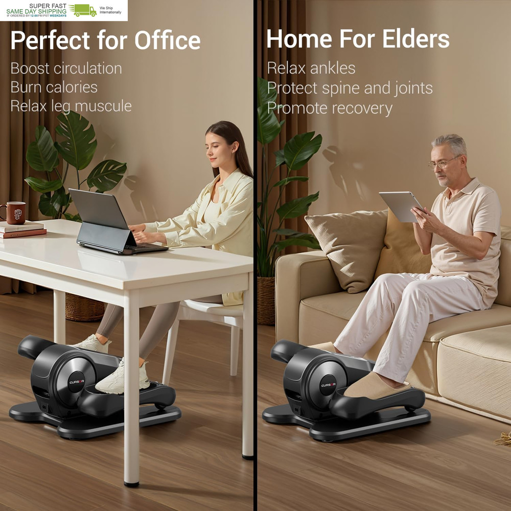 Under Desk Elliptical Machine, Electric Seated Pedal Exerciser, Mini Elliptical