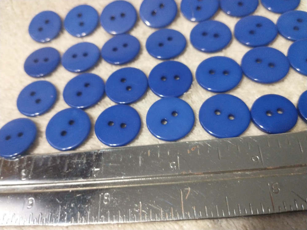 28 Blue Plastic 1/2" Buttons Round Two Holed B37