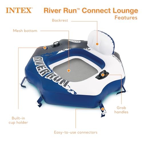 58854EP River Run Connect Inflatable Floating: Comfortable Blue Lounge
