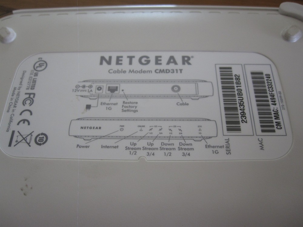 NETGEAR DOCSIS 3.0 - High Speed Cable Modem CMD31T Tested & Works