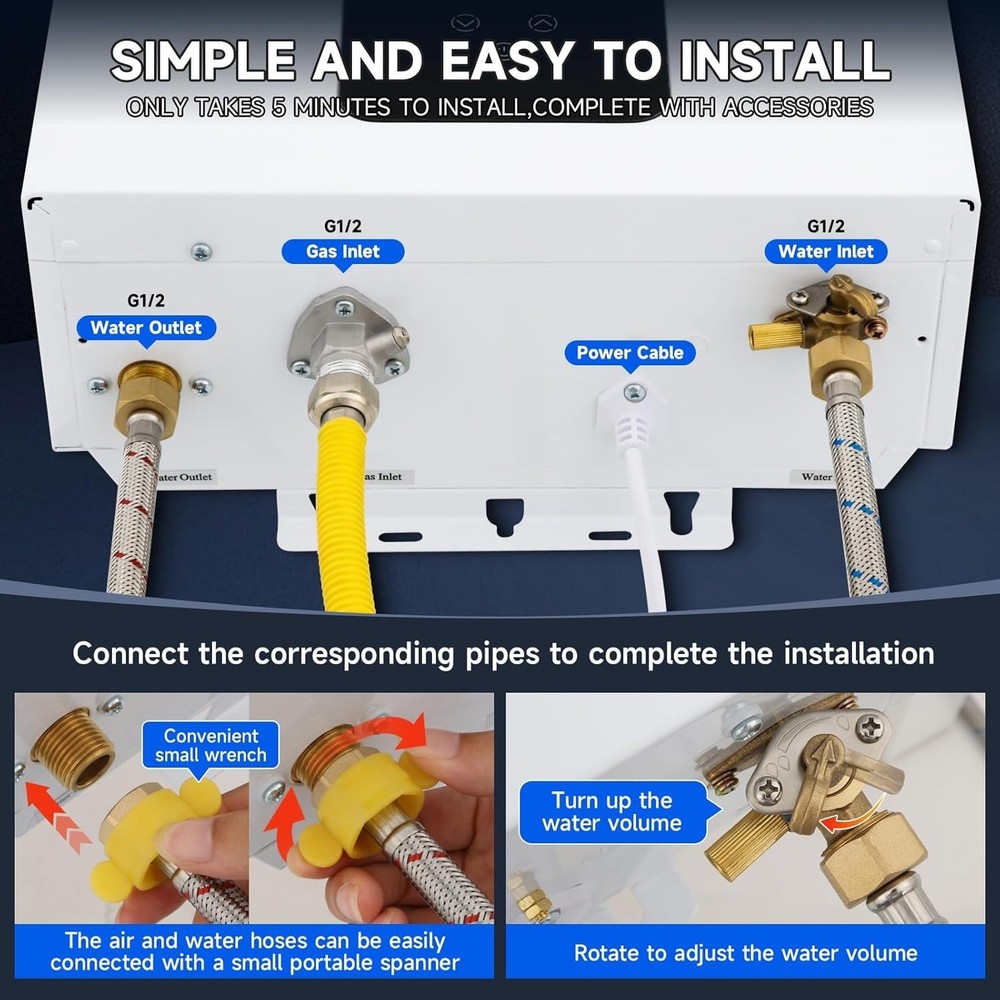 Natural Gas Tankless Water Heater, 4.21GPM 16L Indoor,Instant Hot Natural Gas...