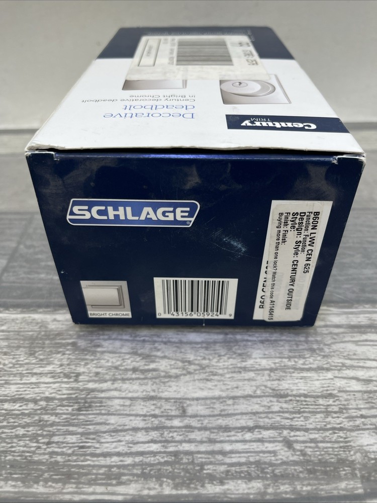 Schlage Single Cylinder Decorative Deadbolt Bright Chrome. {66}.
