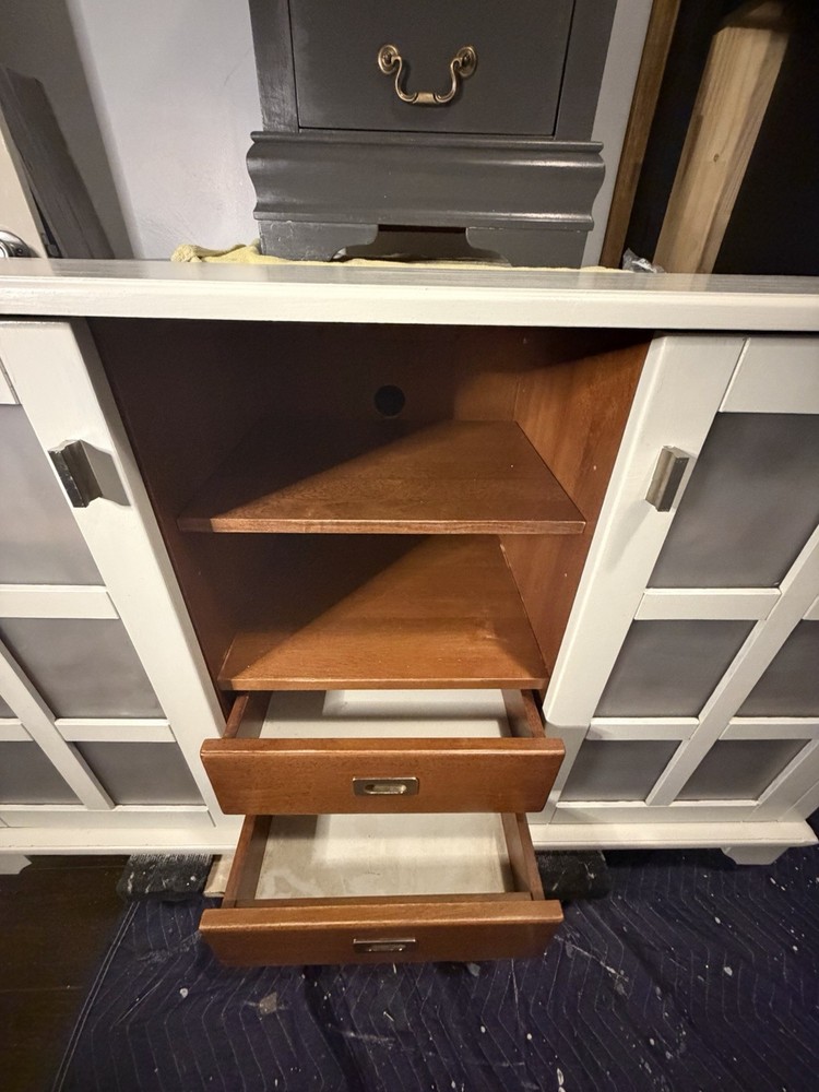White Wood Sideboard Cabinet W/ Doors Storage Console