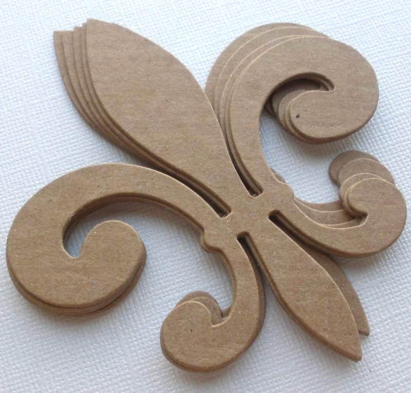 {9} *FLEUR DE LIS * Bare Chipboard Die Cuts - 3.5" x 4"