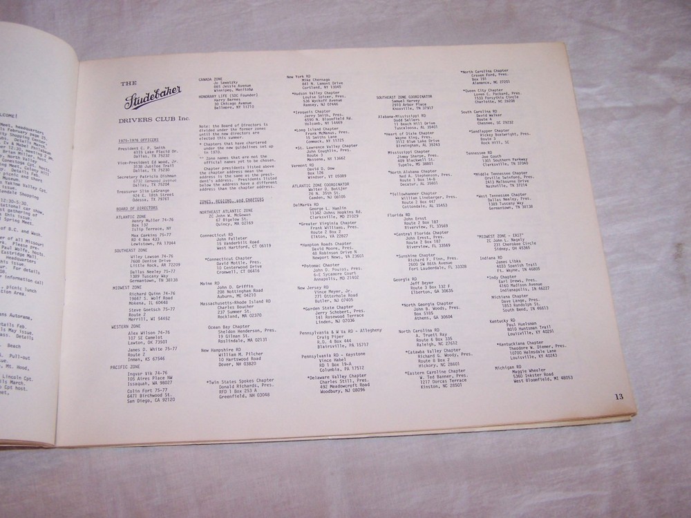 1976 STUDEBAKER 42 Page DRIVERS CLUB Publication