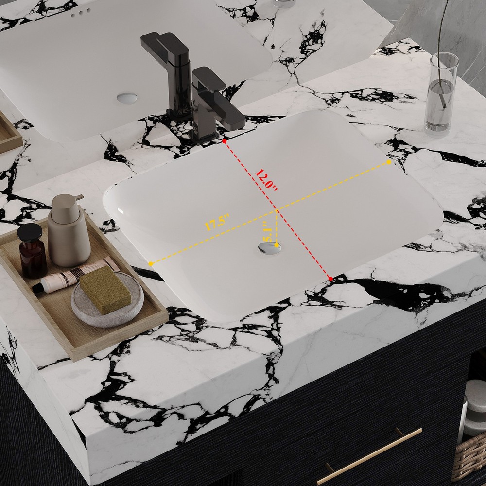 Modern Floating Bathroom Vanity with Ceramic Sink Wall-Mounted Storage Cabinet