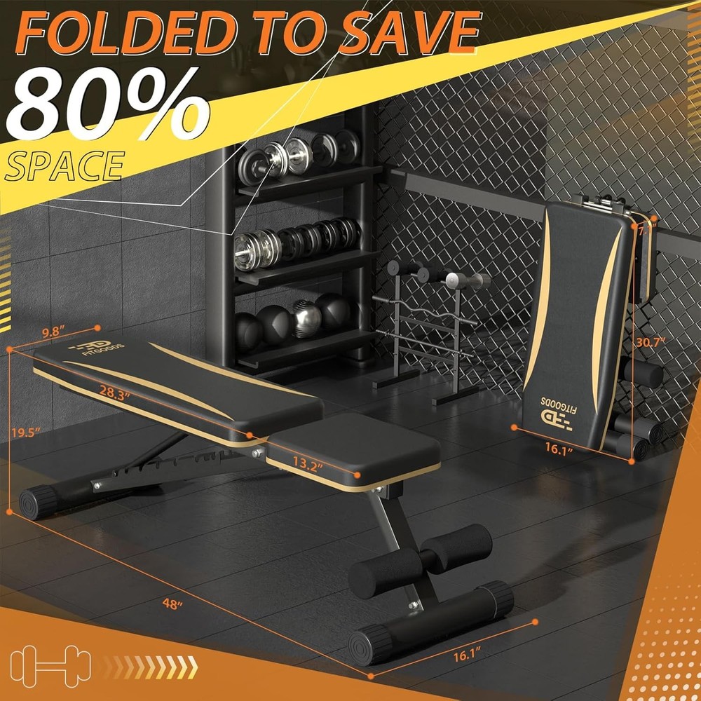 Adjustable Weight Bench Heavy-Duty Foldable Workout Bench Home Gym 660 LBS