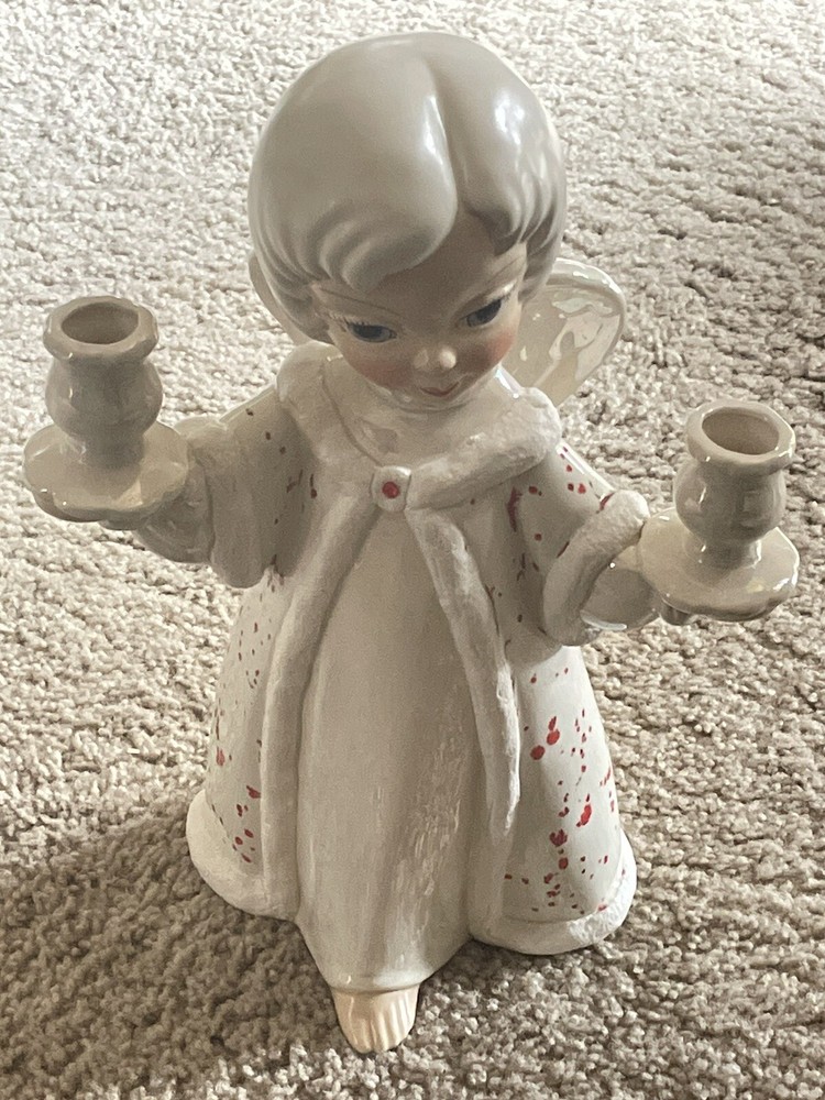 Vintage Hand Painted Ceramic Angel Candle Holder