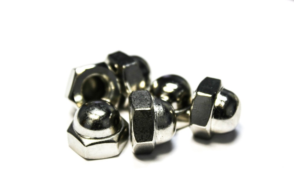 (100) 3/8"-16 ACORN NUT (CAP NUT) NICKEL PLATED