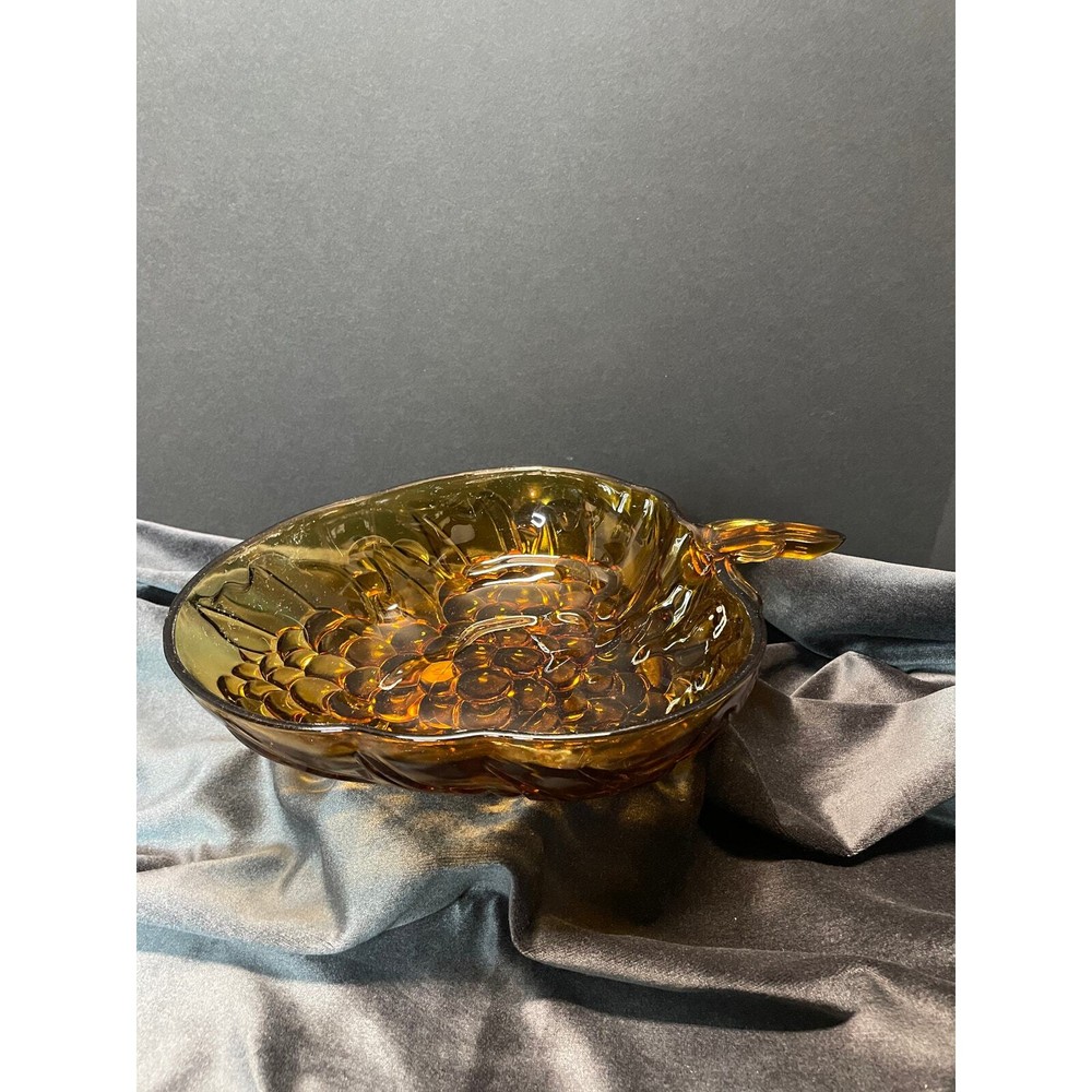 AMBER Blenko Glass grape shaped fruit/serving BOWL