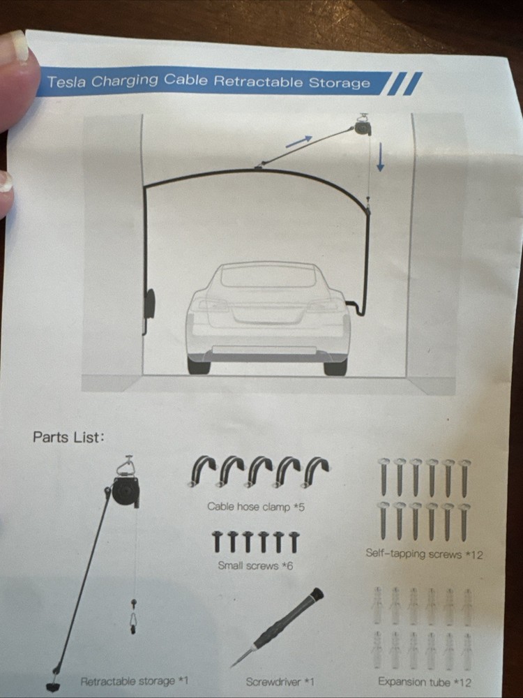 EV Overhead Retractable Organizer Management System for Tesla Adjustable Tension
